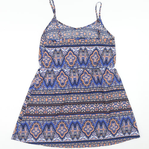 New Look Womens Multicoloured Geometric Polyester A-Line Size 12 Round Neck Pullover