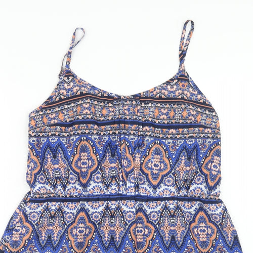 New Look Womens Multicoloured Geometric Polyester A-Line Size 12 Round Neck Pullover
