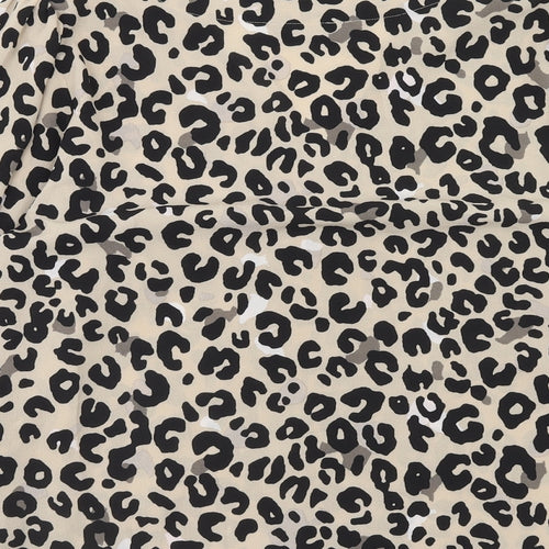 Marks and Spencer Womens Brown Animal Print Polyester Basic Blouse Size 10 V-Neck - Leopard Print