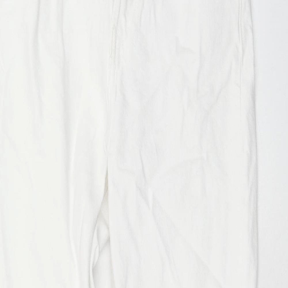 Zara Womens White Cotton Straight Jeans Size 6 Regular Zip