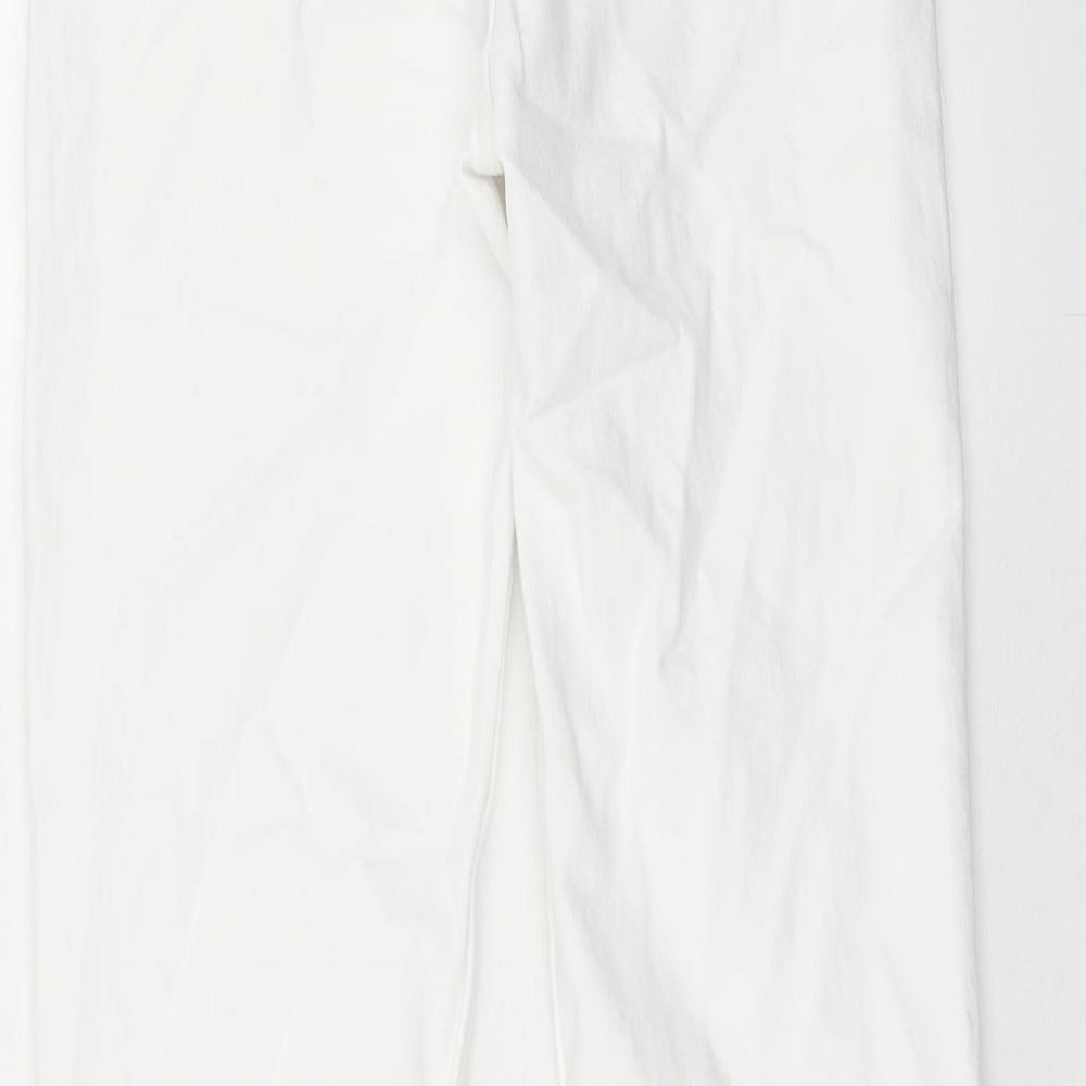 Zara Womens White Cotton Straight Jeans Size 6 Regular Zip