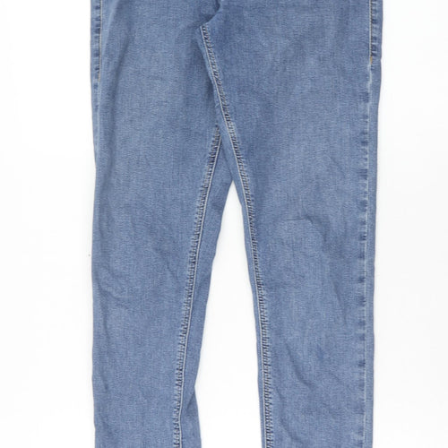 Topshop Womens Blue Cotton Skinny Jeans Size 28 in L32 in Regular Zip