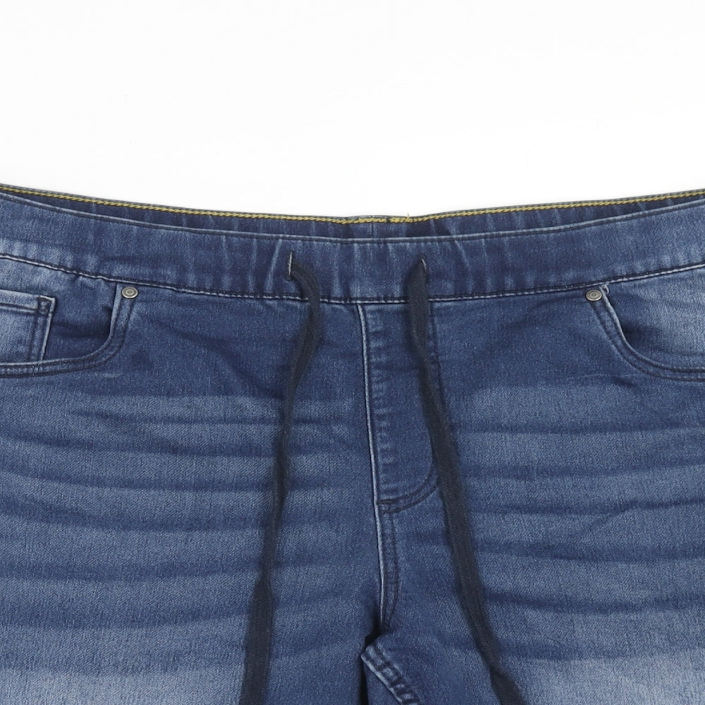 Livergy Womens Blue Cotton Basic Shorts Size 40 in Regular Drawstring