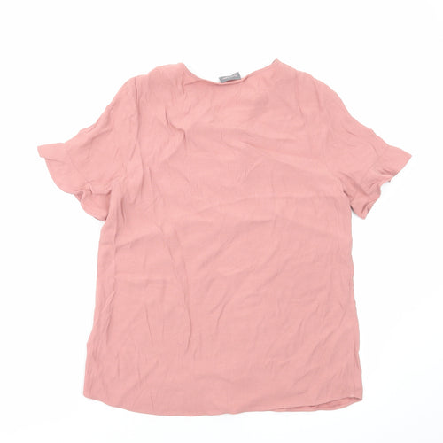 Phase Eight Womens Pink Viscose Basic Blouse Size S V-Neck