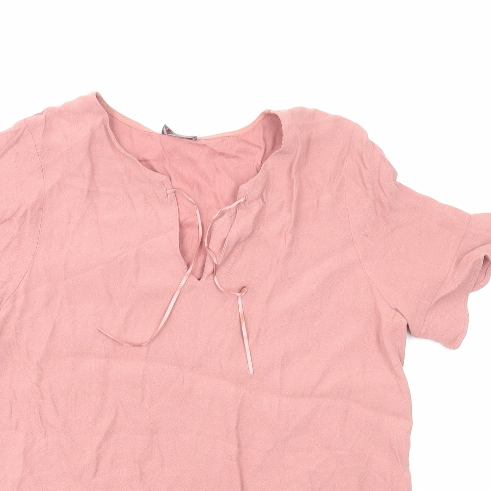Phase Eight Womens Pink Viscose Basic Blouse Size S V-Neck
