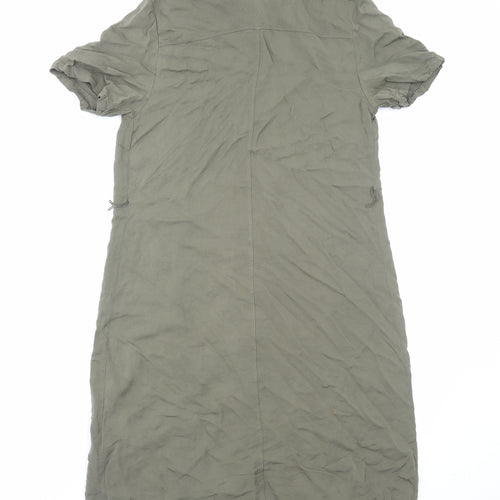 Avon Womens Green Viscose Shirt Dress Size 8 Collared Button