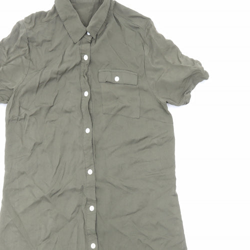 Avon Womens Green Viscose Shirt Dress Size 8 Collared Button