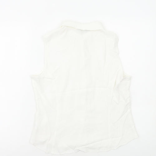 Debenhams Womens White Viscose Basic Button-Up Size 16 Collared