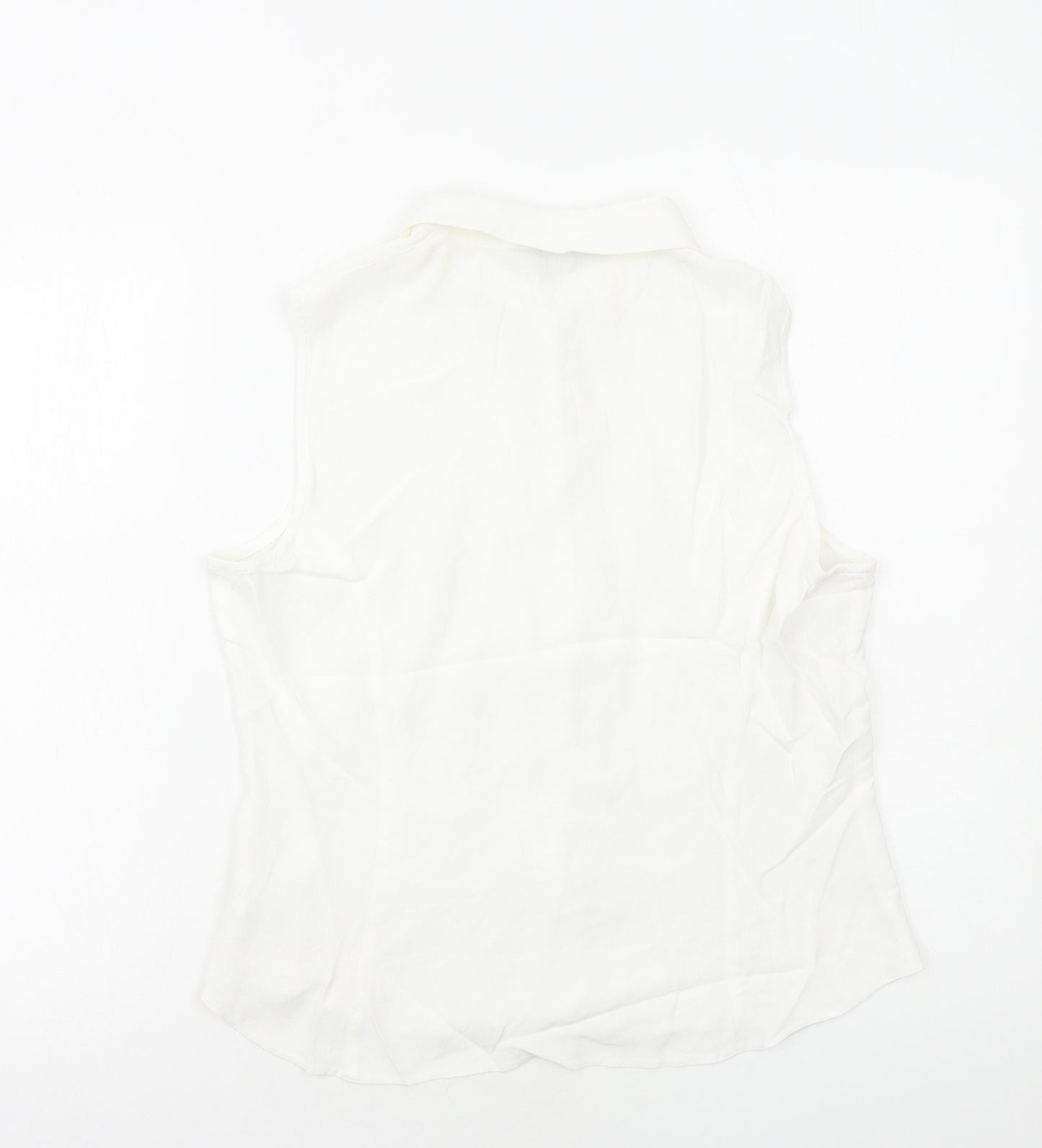 Debenhams Womens White Viscose Basic Button-Up Size 16 Collared