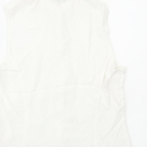 Debenhams Womens White Viscose Basic Button-Up Size 16 Collared