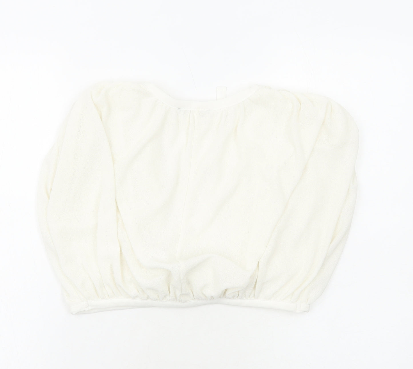 Zara Womens White Polyester Cropped Blouse Size S V-Neck