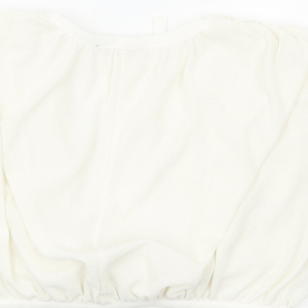 Zara Womens White Polyester Cropped Blouse Size S V-Neck