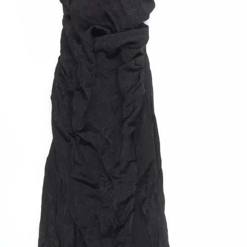 Boohoo Womens Black Polyester Maxi Size 10 Square Neck Zip