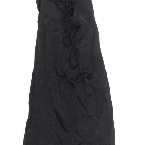 Boohoo Womens Black Polyester Maxi Size 10 Square Neck Zip