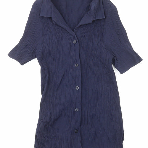 Lauren Duvar Womens Black Polyester Basic Button-Up Size 12 Collared