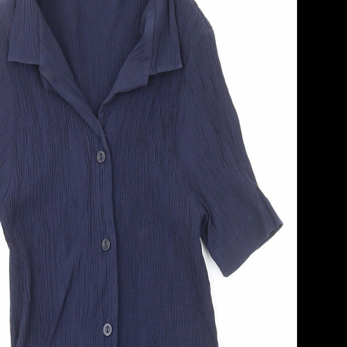Lauren Duvar Womens Black Polyester Basic Button-Up Size 12 Collared
