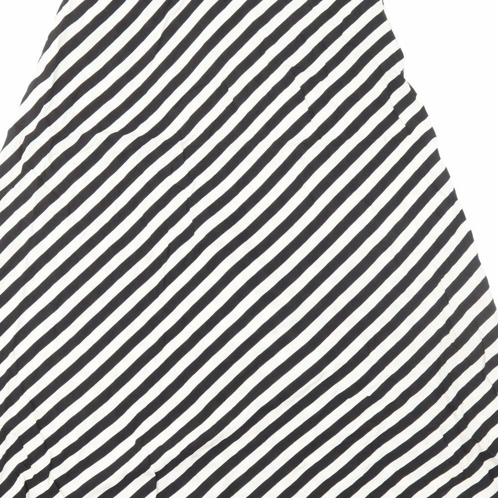 Primark Womens White Striped Viscose Swing Skirt Size 6 Zip