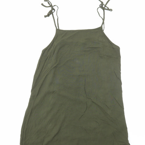 FOREVER 21 Womens Green Viscose Slip Dress Size S Square Neck Pullover