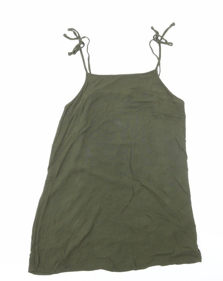 FOREVER 21 Womens Green Viscose Slip Dress Size S Square Neck Pullover
