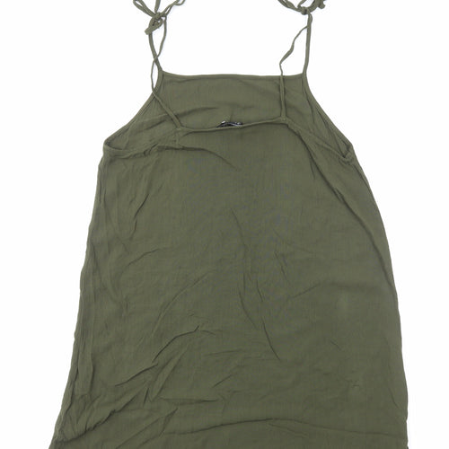 FOREVER 21 Womens Green Viscose Slip Dress Size S Square Neck Pullover