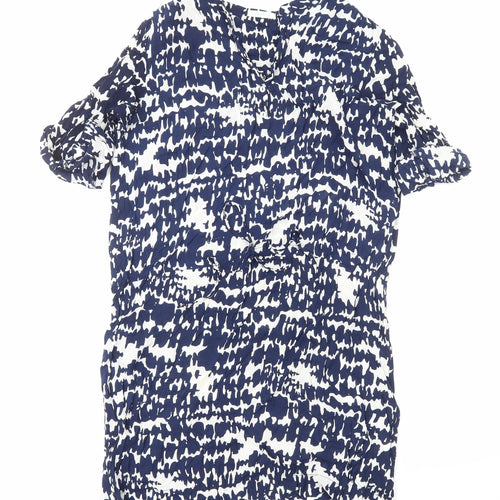Aquariva Womens Blue Geometric Viscose Shift Size M V-Neck Pullover