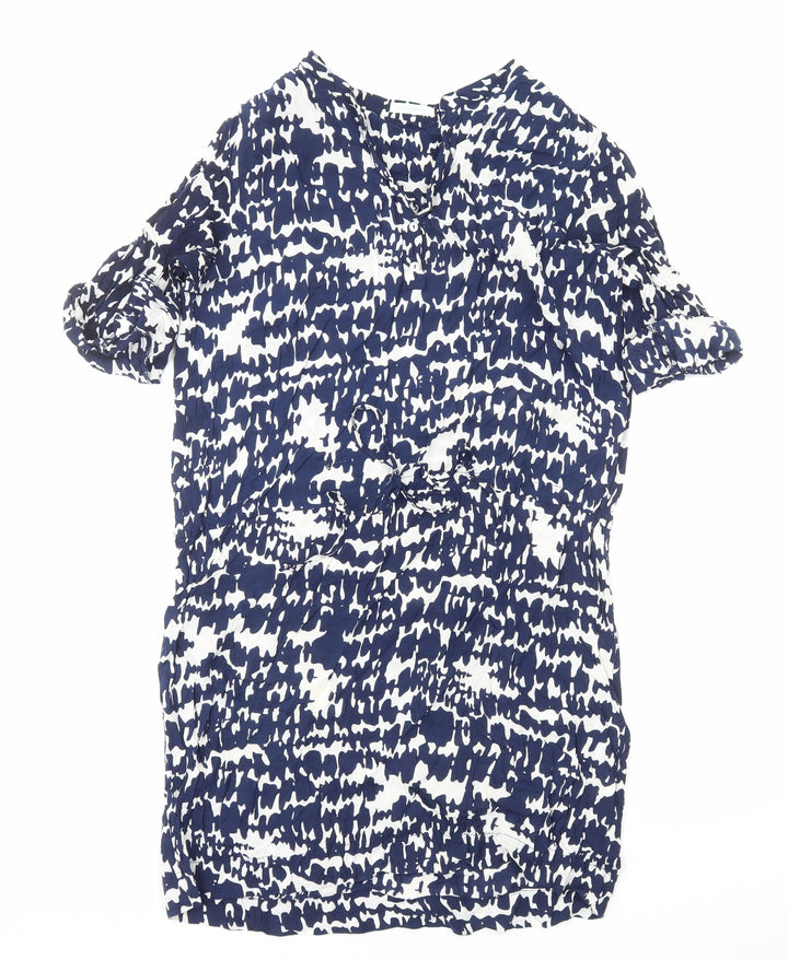 Aquariva Womens Blue Geometric Viscose Shift Size M V-Neck Pullover