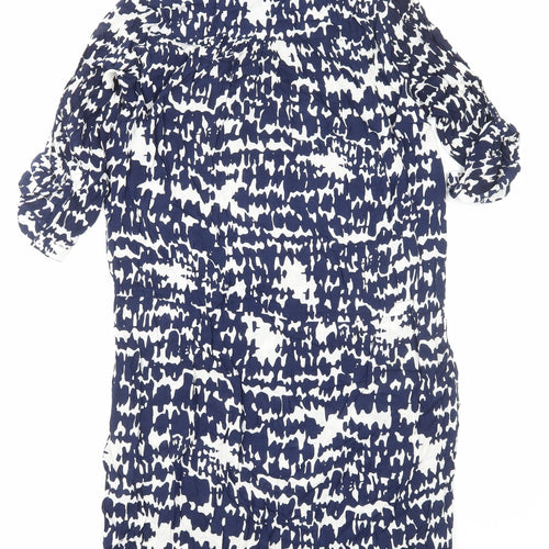 Aquariva Womens Blue Geometric Viscose Shift Size M V-Neck Pullover