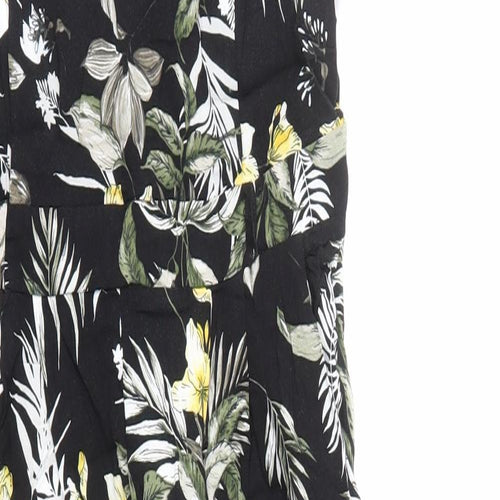 Dorothy Perkins Womens Black Geometric Viscose Jumpsuit One-Piece Size 10 Zip