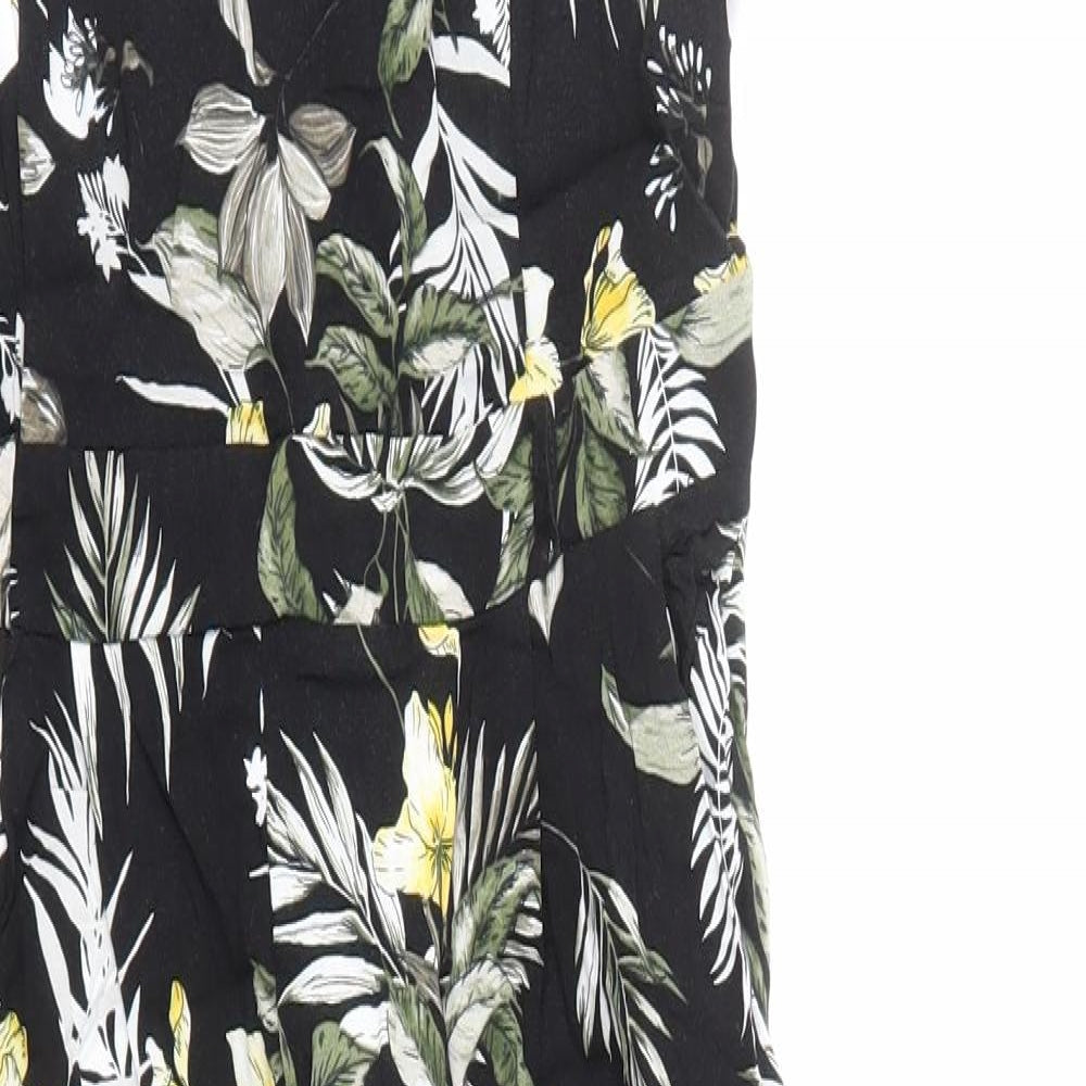 Dorothy Perkins Womens Black Geometric Viscose Jumpsuit One-Piece Size 10 Zip