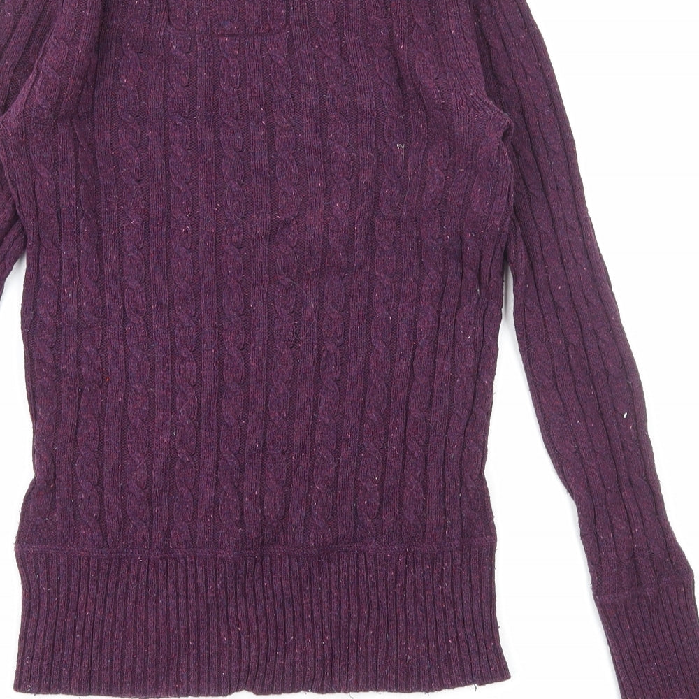 Superdry Womens Purple Boat Neck Cotton Pullover Jumper Size S