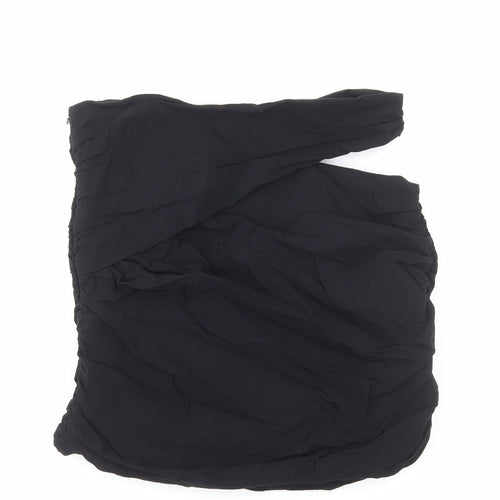 Zara Womens Black Cotton Bandage Skirt Size M Zip