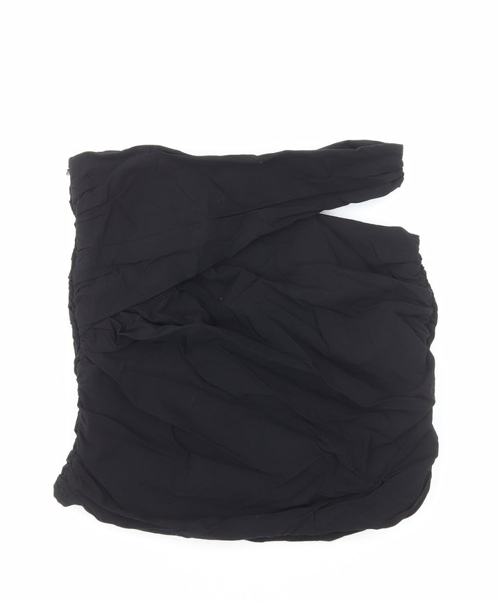 Zara Womens Black Cotton Bandage Skirt Size M Zip