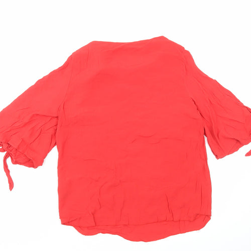 H&M Womens Red Polyester Basic Blouse Size 8 Round Neck