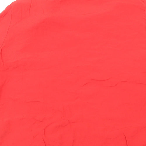 H&M Womens Red Polyester Basic Blouse Size 8 Round Neck