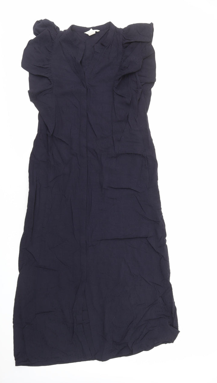 H&M Womens Blue Viscose A-Line Size 8 V-Neck Pullover