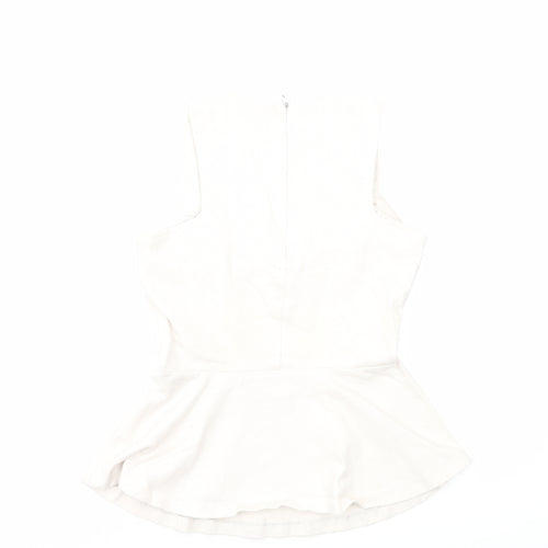Zara Womens Beige Cotton Basic Tank Size S Round Neck
