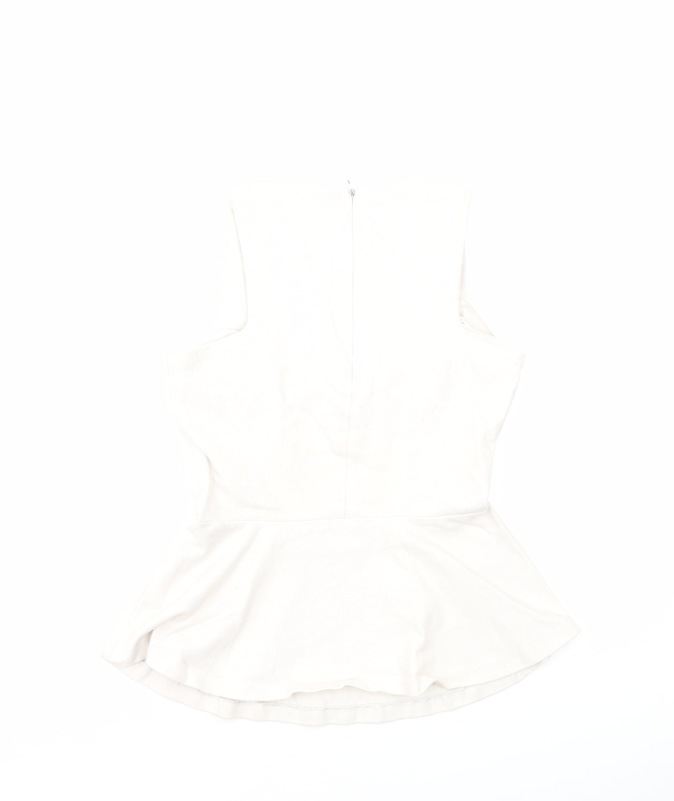 Zara Womens Beige Cotton Basic Tank Size S Round Neck