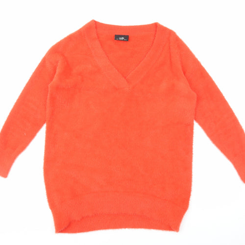 Wallis Womens Red V-Neck Polyamide Pullover Jumper Size S