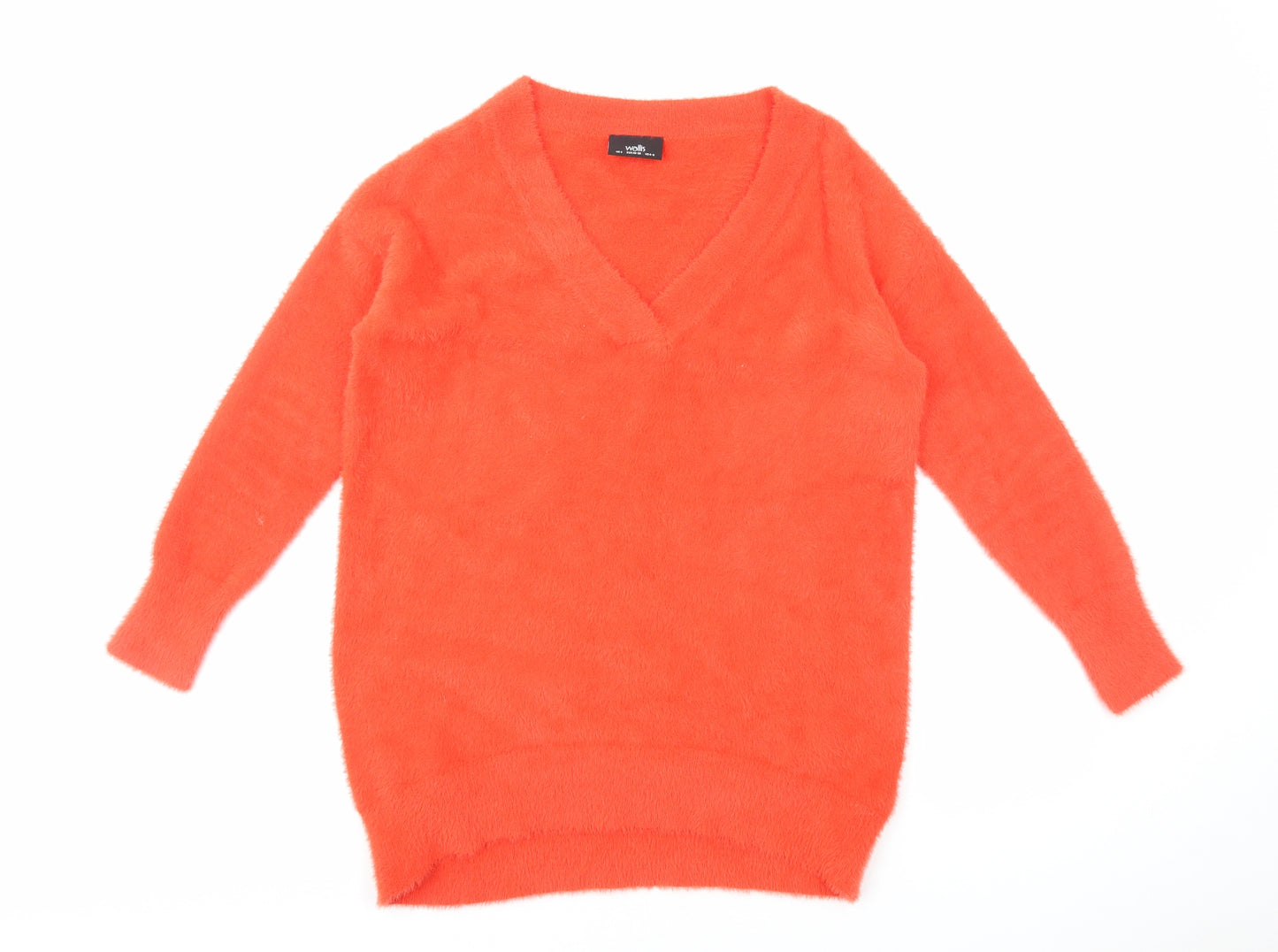 Wallis Womens Red V-Neck Polyamide Pullover Jumper Size S