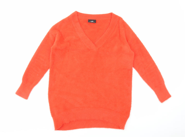 Wallis Womens Red V-Neck Polyamide Pullover Jumper Size S