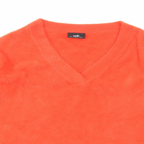 Wallis Womens Red V-Neck Polyamide Pullover Jumper Size S