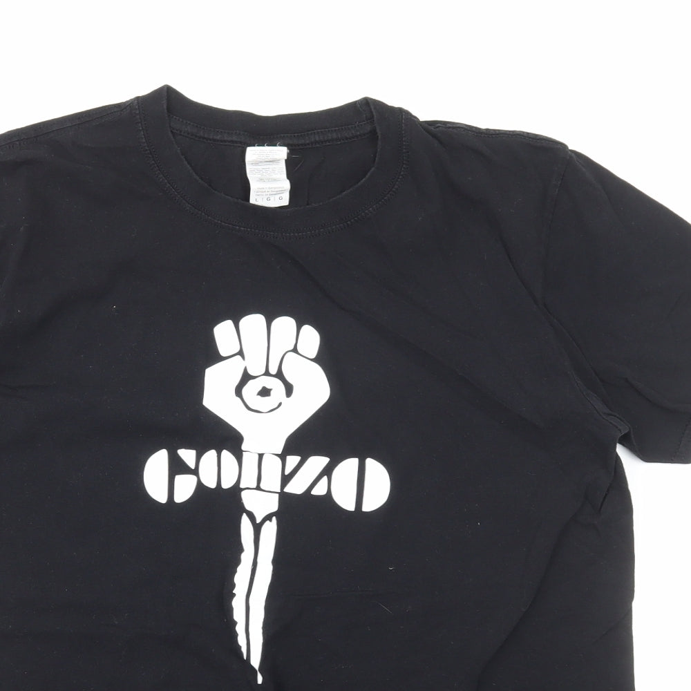 Gildan Mens Black Camel T-Shirt Size L Round Neck - Gonzo