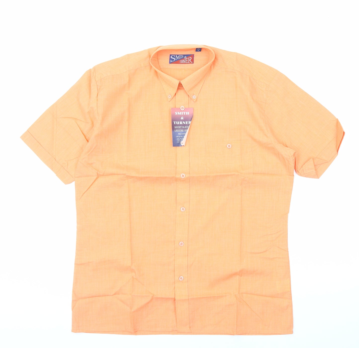 Smith & Turner Mens Orange Cotton Dress Shirt Size M Collared Button