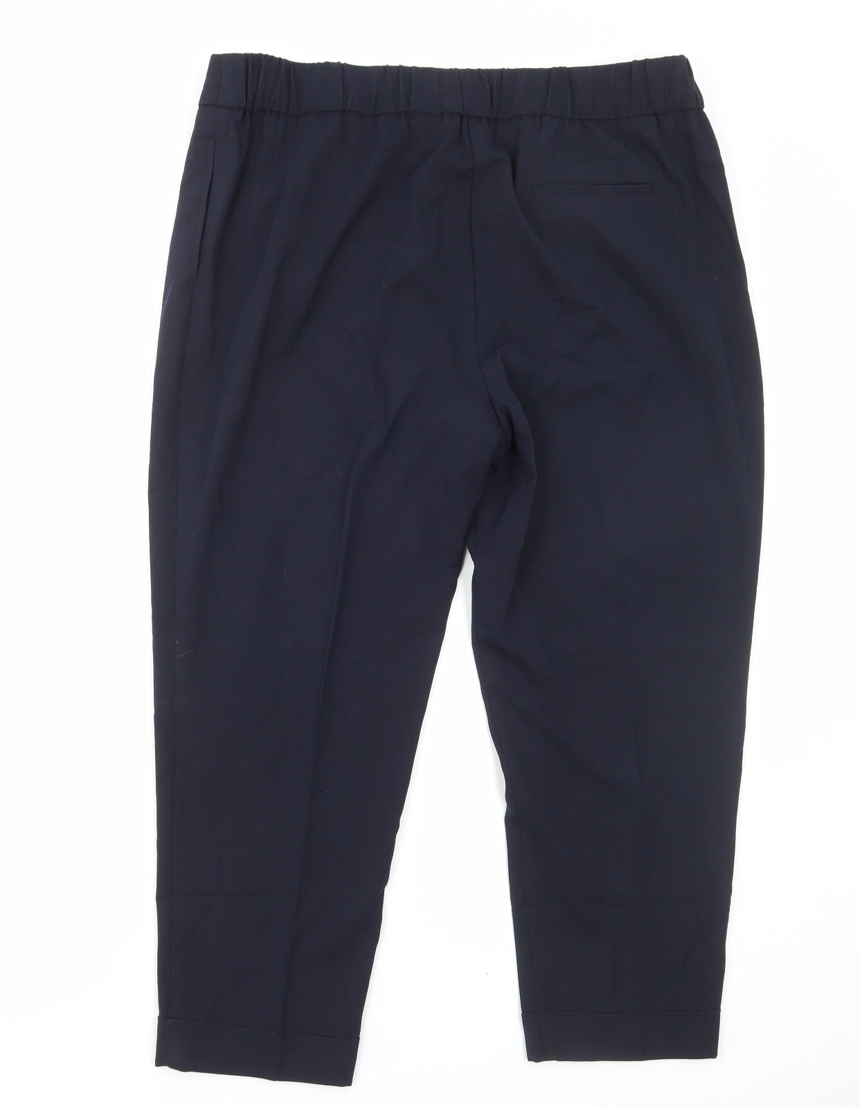 Marks and Spencer Womens Blue Viscose Trousers Size 18 Regular Drawstring
