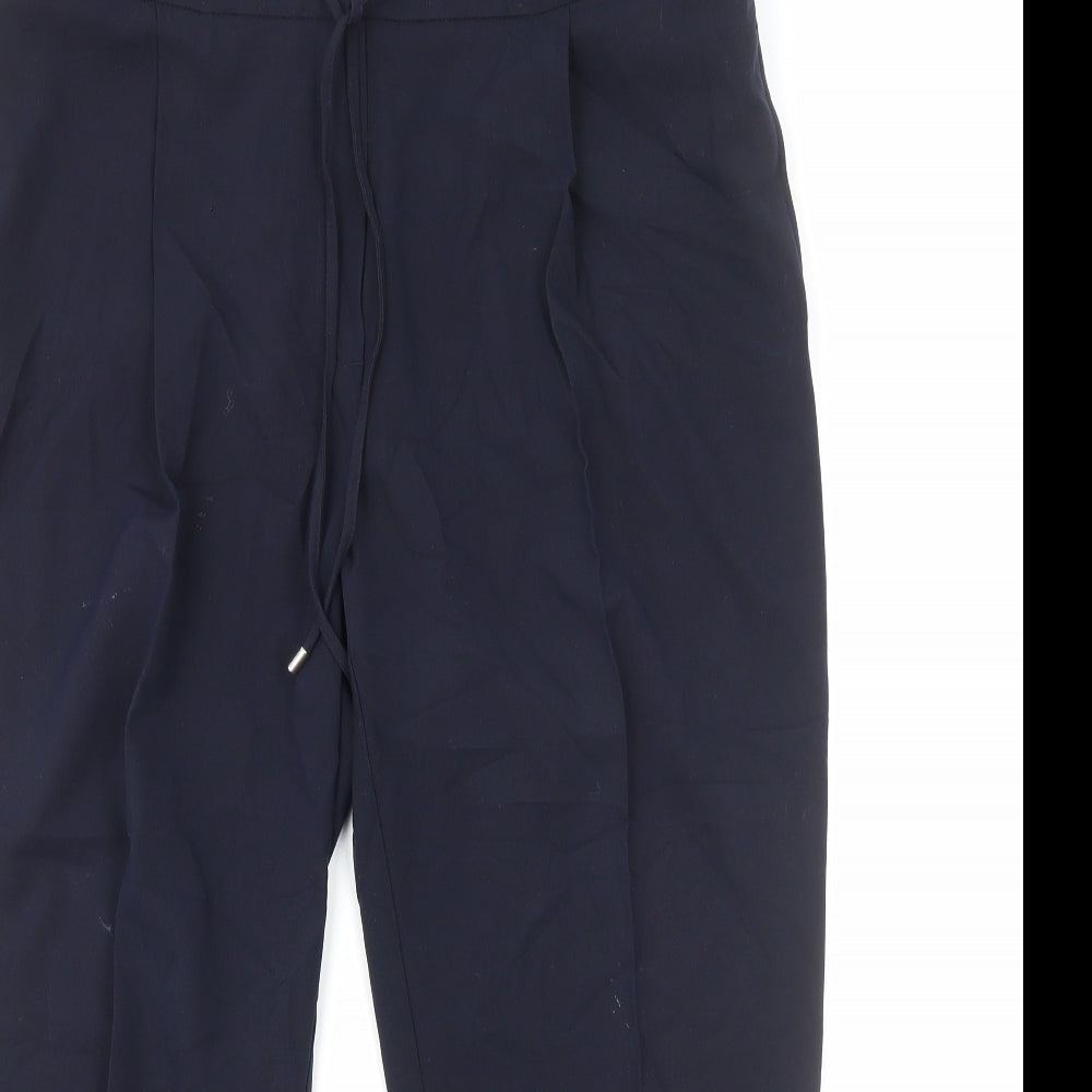 Marks and Spencer Womens Blue Viscose Trousers Size 18 Regular Drawstring
