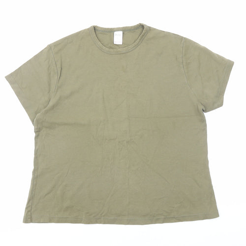 Tesco Womens Green Cotton Basic T-Shirt Size 20 Round Neck