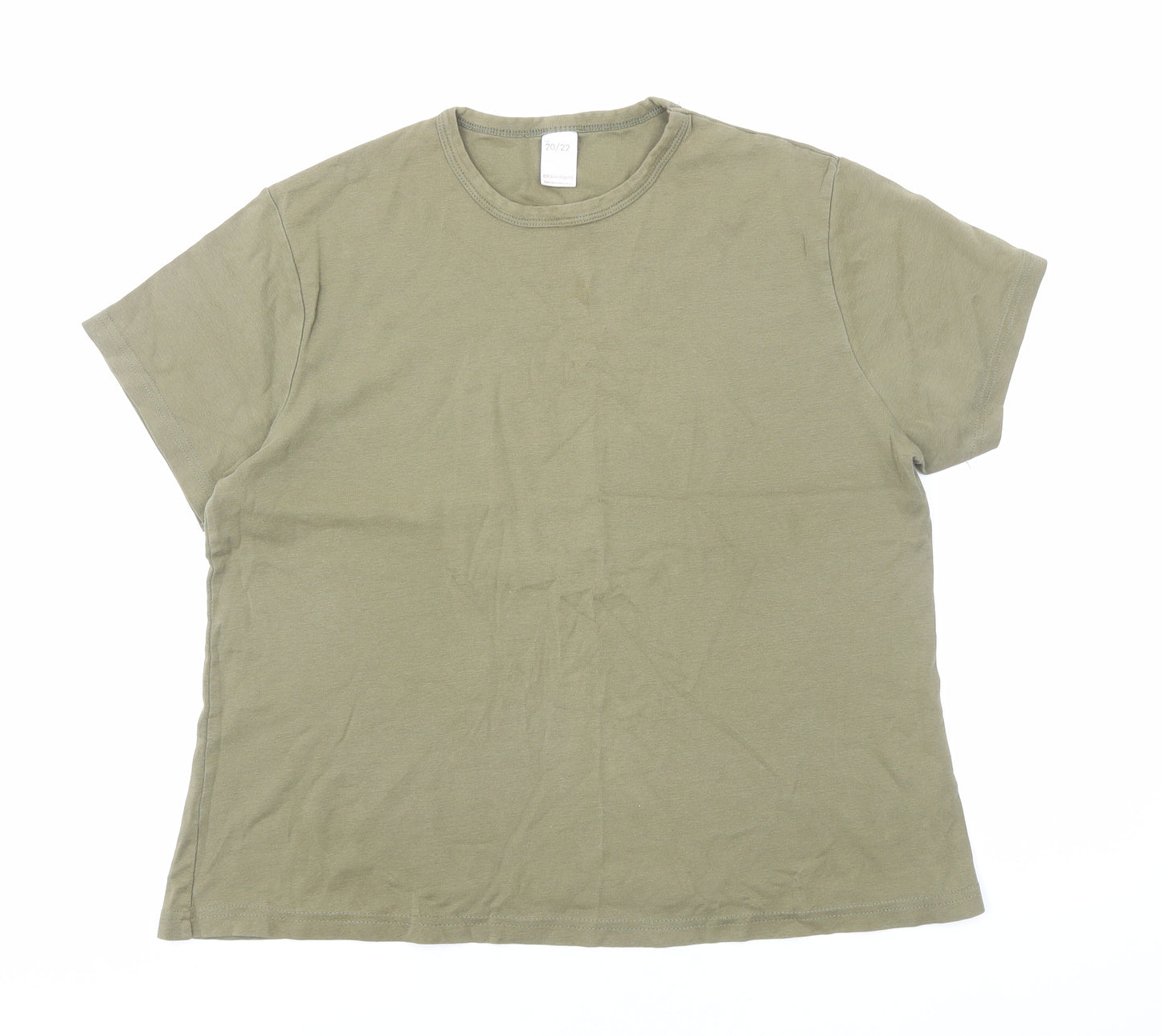 Tesco Womens Green Cotton Basic T-Shirt Size 20 Round Neck