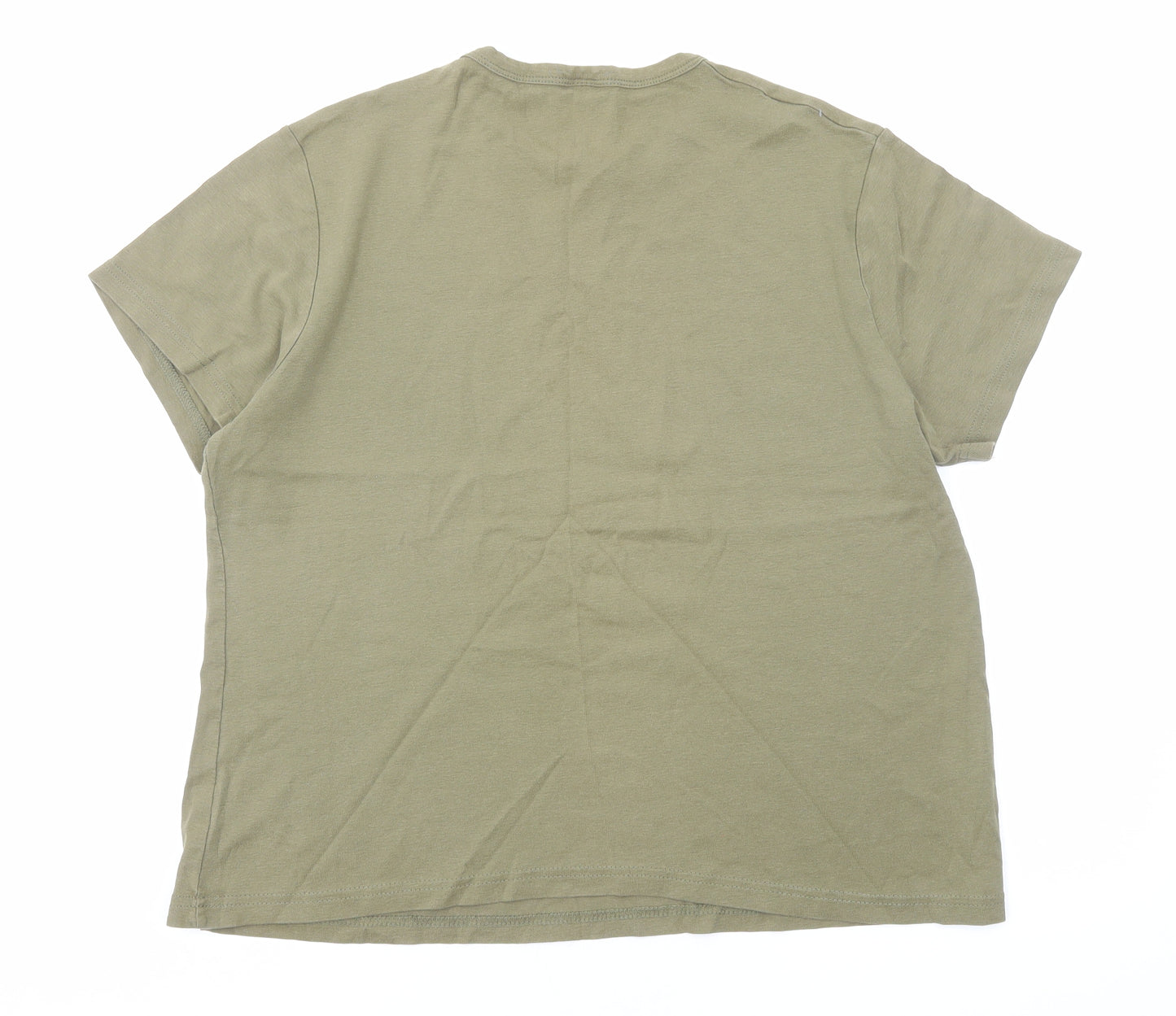 Tesco Womens Green Cotton Basic T-Shirt Size 20 Round Neck