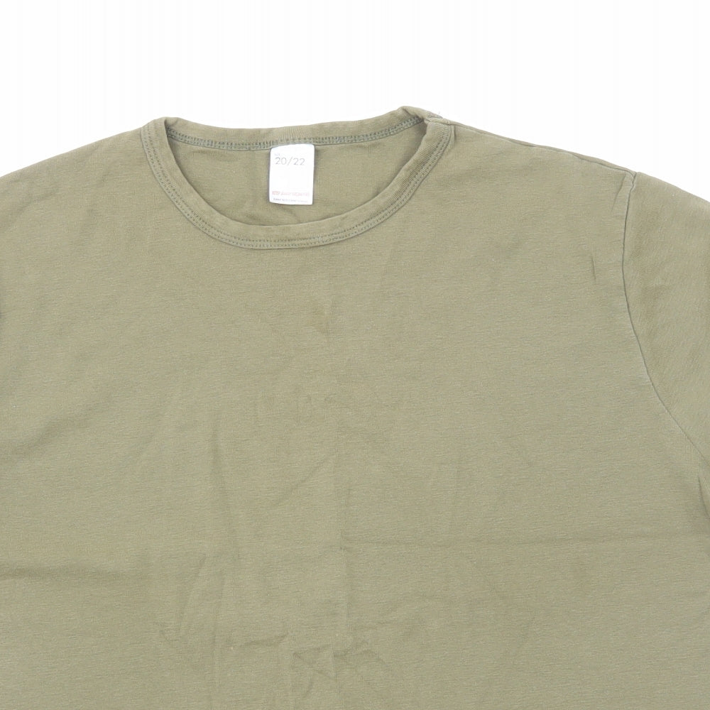 Tesco Womens Green Cotton Basic T-Shirt Size 20 Round Neck