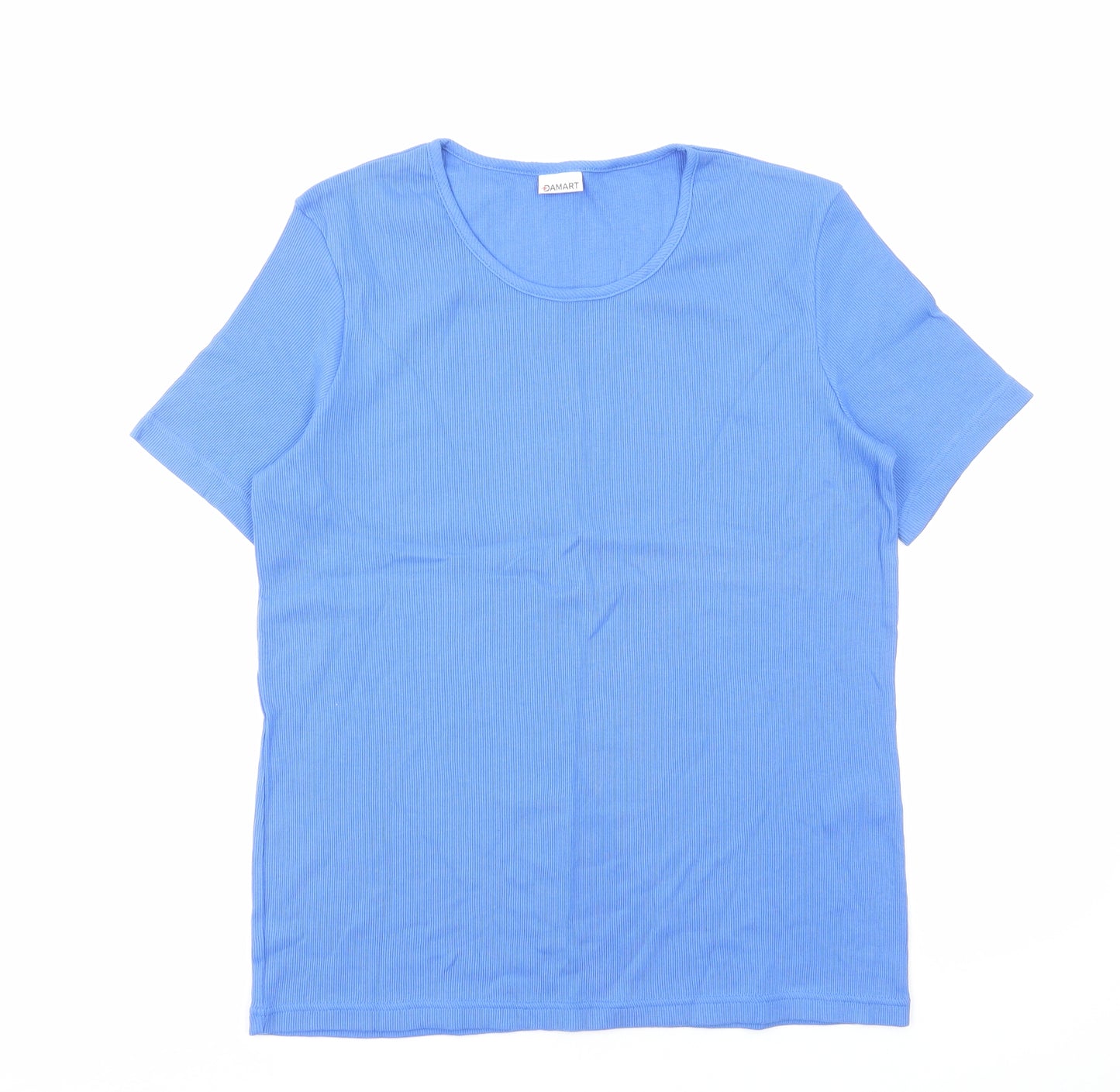 Damart Womens Blue Cotton Basic T-Shirt Size 18 Round Neck